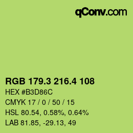 カラーコード: RGB 179.3 216.4 108 | qconv.com