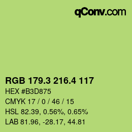 カラーコード: RGB 179.3 216.4 117 | qconv.com