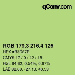 カラーコード: RGB 179.3 216.4 126 | qconv.com