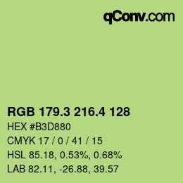 カラーコード: RGB 179.3 216.4 128 | qconv.com