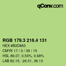 カラーコード: RGB 179.3 216.4 131 | qconv.com