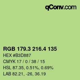 カラーコード: RGB 179.3 216.4 135 | qconv.com