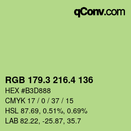 カラーコード: RGB 179.3 216.4 136 | qconv.com