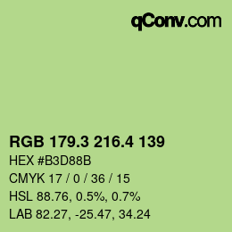 カラーコード: RGB 179.3 216.4 139 | qconv.com