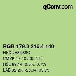カラーコード: RGB 179.3 216.4 140 | qconv.com