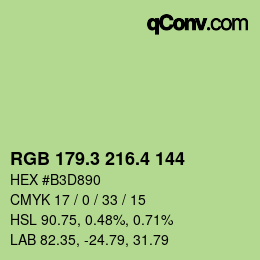カラーコード: RGB 179.3 216.4 144 | qconv.com