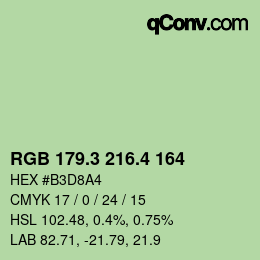 カラーコード: RGB 179.3 216.4 164 | qconv.com
