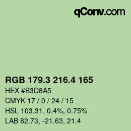 カラーコード: RGB 179.3 216.4 165 | qconv.com