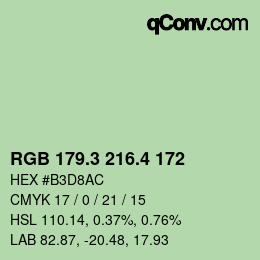 カラーコード: RGB 179.3 216.4 172 | qconv.com