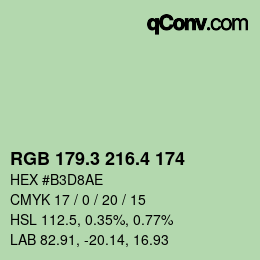 カラーコード: RGB 179.3 216.4 174 | qconv.com