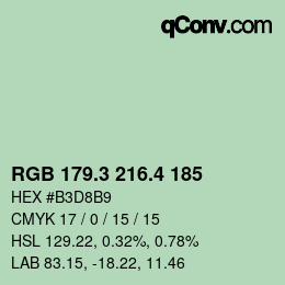 カラーコード: RGB 179.3 216.4 185 | qconv.com