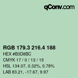 カラーコード: RGB 179.3 216.4 188 | qconv.com