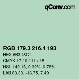 カラーコード: RGB 179.3 216.4 193 | qconv.com