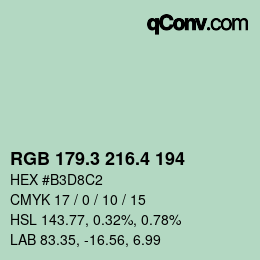 カラーコード: RGB 179.3 216.4 194 | qconv.com