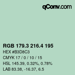 カラーコード: RGB 179.3 216.4 195 | qconv.com