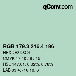 カラーコード: RGB 179.3 216.4 196 | qconv.com