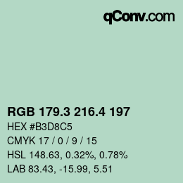 カラーコード: RGB 179.3 216.4 197 | qconv.com