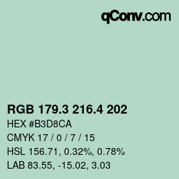 カラーコード: RGB 179.3 216.4 202 | qconv.com