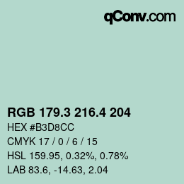 カラーコード: RGB 179.3 216.4 204 | qconv.com