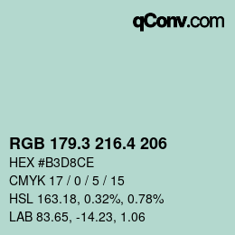 カラーコード: RGB 179.3 216.4 206 | qconv.com