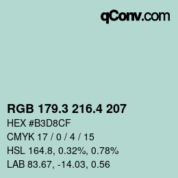 カラーコード: RGB 179.3 216.4 207 | qconv.com