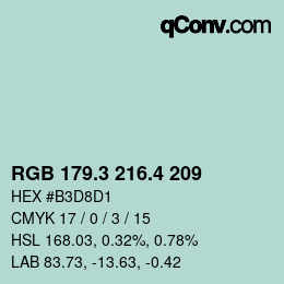 カラーコード: RGB 179.3 216.4 209 | qconv.com