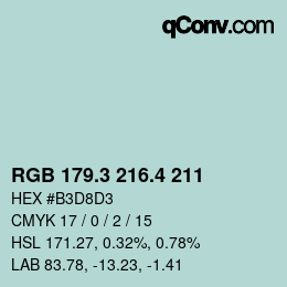 カラーコード: RGB 179.3 216.4 211 | qconv.com