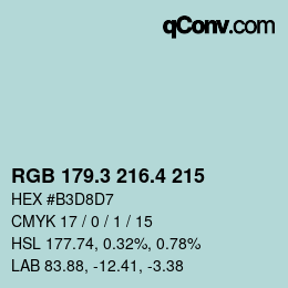 カラーコード: RGB 179.3 216.4 215 | qconv.com