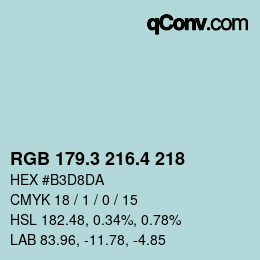 カラーコード: RGB 179.3 216.4 218 | qconv.com