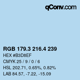 カラーコード: RGB 179.3 216.4 239 | qconv.com