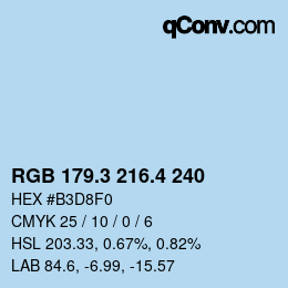 カラーコード: RGB 179.3 216.4 240 | qconv.com