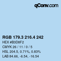 カラーコード: RGB 179.3 216.4 242 | qconv.com