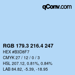 カラーコード: RGB 179.3 216.4 247 | qconv.com