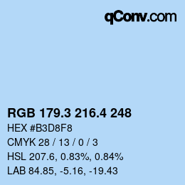 カラーコード: RGB 179.3 216.4 248 | qconv.com