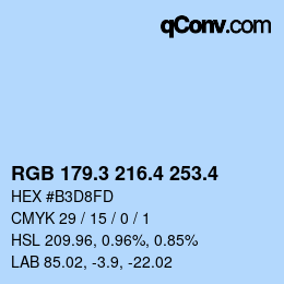 カラーコード: RGB 179.3 216.4 253.4 | qconv.com