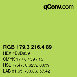カラーコード: RGB 179.3 216.4 89 | qconv.com