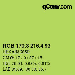カラーコード: RGB 179.3 216.4 93 | qconv.com