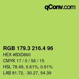 カラーコード: RGB 179.3 216.4 96 | qconv.com
