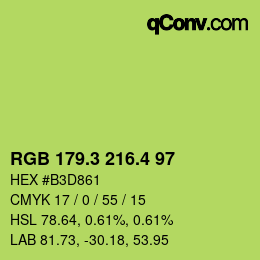 カラーコード: RGB 179.3 216.4 97 | qconv.com
