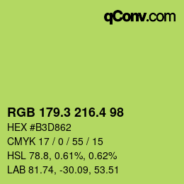 カラーコード: RGB 179.3 216.4 98 | qconv.com
