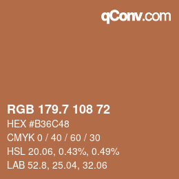 カラーコード: RGB 179.7 108 72 | qconv.com