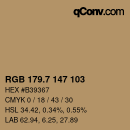 カラーコード: RGB 179.7 147 103 | qconv.com