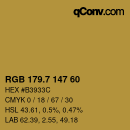 カラーコード: RGB 179.7 147 60 | qconv.com