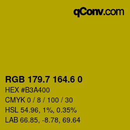 カラーコード: RGB 179.7 164.6 0 | qconv.com
