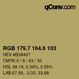 カラーコード: RGB 179.7 164.6 103 | qconv.com