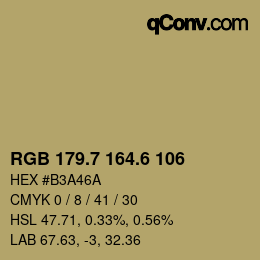カラーコード: RGB 179.7 164.6 106 | qconv.com