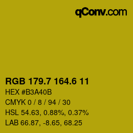 カラーコード: RGB 179.7 164.6 11 | qconv.com