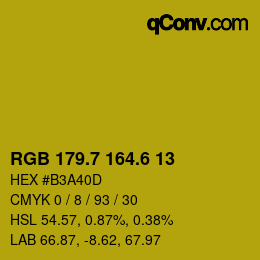 カラーコード: RGB 179.7 164.6 13 | qconv.com