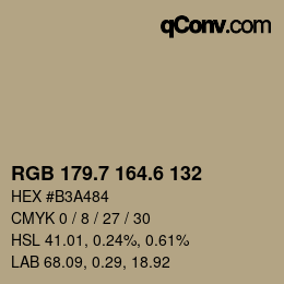 カラーコード: RGB 179.7 164.6 132 | qconv.com