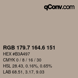 カラーコード: RGB 179.7 164.6 151 | qconv.com